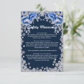 ブルーバラスノーフレーク結婚クリスマス エンクロージャーカード (スタンド正面)