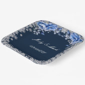 ブルーバラスノーフレーク結婚クリスマス ペーパープレート (傾斜あり)