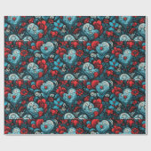 ブルーバラタトゥーハートデジタルテーマ ラッピングペーパー (フラット)