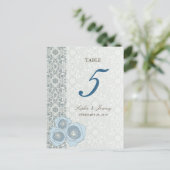 ブルーバラダマスクレースシ結婚ックのテーブル番号 ポストカード (スタンド正面)