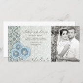 ブルーバラダマスレースシエレガントックの結婚写真 セーブザデート (正面/裏面)