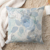 ブルーバラパターンラグジュアリー クッション (ブランケット)