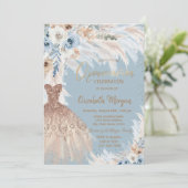 ブルーバラパンパスグラスドレスライトブルー 招待状 (スタンド正面)