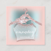 ブルーバラピンクファッションクローゼットブティックブロガー スクエア名刺 (正面)