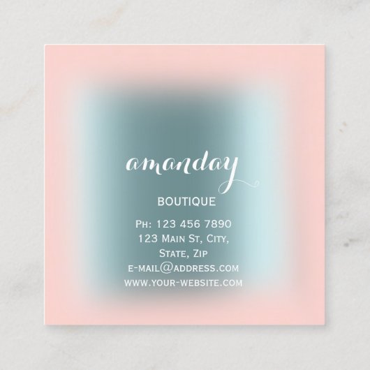 ブルーバラピンクファッションクローゼットブティックブロガー スクエア名刺 (裏面)