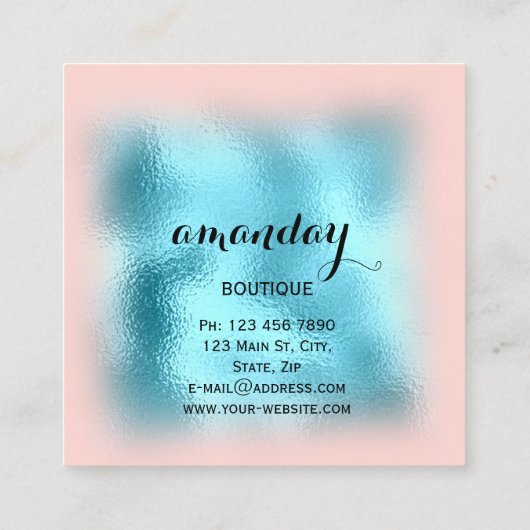 ブルーバラファッションショップブティッククロスハンガー スクエア名刺 (裏面)