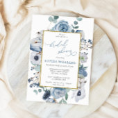 ブルーバラフラワーズブライダルシャワー招待 招待状