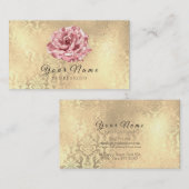 ブルーバラフラワーダマスクBlogger Stylist金ゴールドイベント 名刺 (正面/裏面)