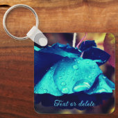 ブルーバラフラワー抽象芸術 パーソナライズされた キーホルダー (正面)