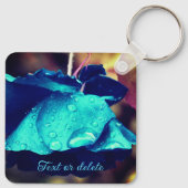 ブルーバラフラワー抽象芸術 パーソナライズされた キーホルダー (裏面)