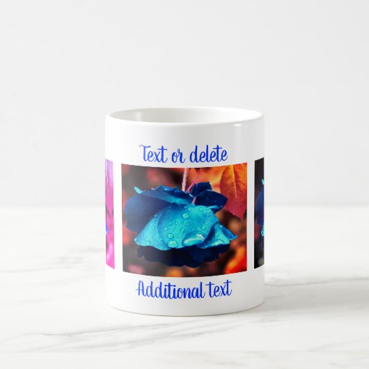 ブルーバラフローラアート撮パーソナライズされた影 コーヒーマグカップ (中央)