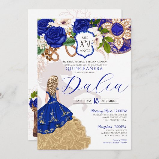 ブルーバラフローラウエスタンチャロキンセニェラ 招待状 (正面/裏面)