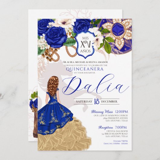 ブルーバラフローラウエスタンチャロキンセニェラ 招待状 (正面/裏面)