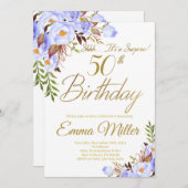 ブルーバラフローラサプライズ50thバースデーパーティー 招待状 (正面/裏面)