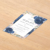 ブルーバラフローラヌエストラボダスペインの結婚ズ アクリル招待状 (レイダウン)