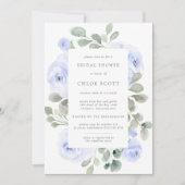 ブルーバラフローラボタニカルブライダルシャワー 招待状 (正面)