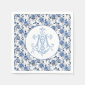 ブルーバラフローラマリアン十字宗教メアリー スタンダードカクテルナプキン (正面)