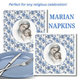 ブルーバラフローラメアリーと子イエス スタンダードカクテルナプキン