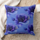 ブルーバラフローラルパターン装飾用クッション クッション (ブランケット)