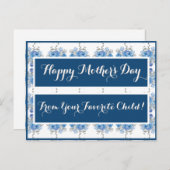 ブルーバラフローラルパターン ポストカード (正面/裏面)