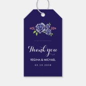 ブルーバラフローラ結婚式の引き出物ヴィンテージギフトラベル ギフトタグ (正面)