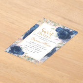 ブルーバラフローラSweet sixteen16誕生日 アクリル招待状 (レイダウン)