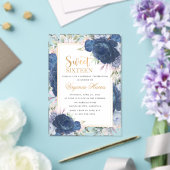 ブルーバラフローラSweet sixteen16誕生日 アクリル招待状 (インサイチュ (ウェディング))