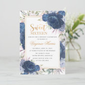ブルーバラフローラSweet sixteen16誕生日 招待状 (スタンド正面)