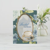 ブルーバラブライダルシャワーティーパーティの招待状 招待状 (スタンド正面)