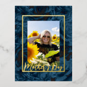 ブルーバラブークスハッピーマザーズデイ写真 箔シーズンポストカード (正面)