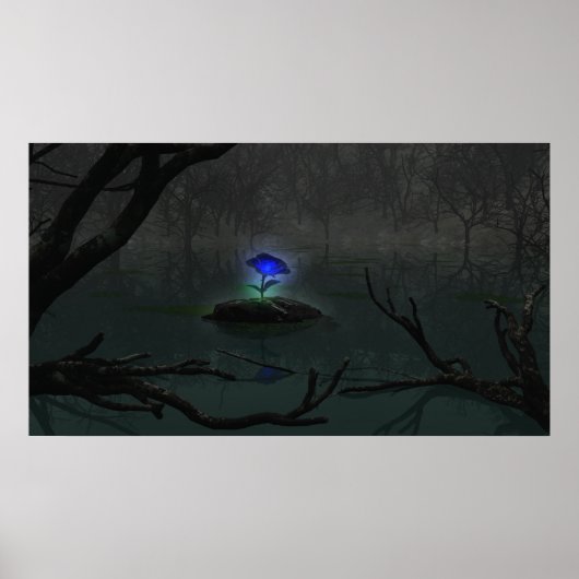 ブルーバラプリント ポスター (正面)