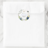 ブルーバラボーイバプテスマメッセージカード ラウンドシール (バッグ)