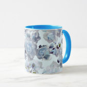 ブルーバラマグカップ、ブルーマグカップ、バラカップ マグカップ (正面右)