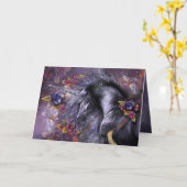 ブルーバラユニコーンデザイナーカード カード (黄色い花)