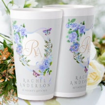 ブルーバラリボンシックモノグラムグレーラテマグ