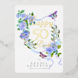 ブルーバラリボン年誕生日フォイルカード 箔シーズンカード