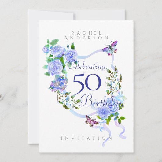 ブルーバラリボン誕生日招待状 シーズンカード (正面)