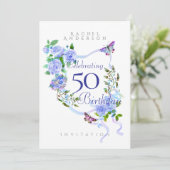 ブルーバラリボン誕生日招待状 シーズンカード (スタンド正面)