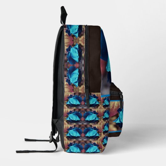 ブルーバラレインドロップフラワーアートパーソナライズされた プリントバックパック (左)