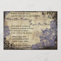 ブルーバラヴィンテージウェディング招待状