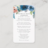 ブルーバラ写真悔やみや弔慰葬儀記念カード 名刺 (正面)