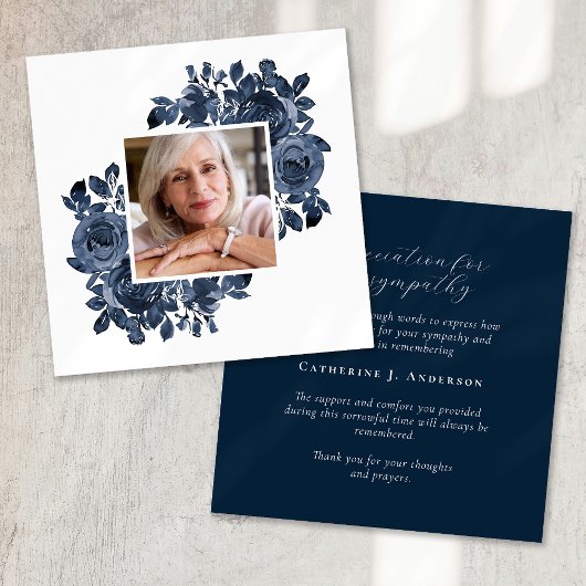ブルーバラ写真葬儀悔やみや弔慰 サンキューカード