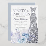 ブルーバラ女性90th Birthday Party 実在 Silver 箔招待状<br><div class="desc">ブルーバラ女性90th Birthday Party 実在 Silver Foil招待状ニッチとネストストアで他の招待状を参照</div>