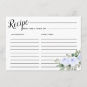 ブルーバラ植物学ブライダルシャワーレシピカード エンクロージャーカード (正面)