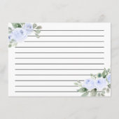 ブルーバラ植物学ブライダルシャワーレシピカード エンクロージャーカード (裏面)