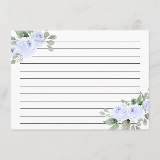 ブルーバラ植物学ブライダルシャワーレシピカード エンクロージャーカード (裏面)