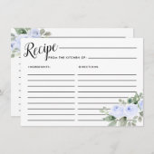 ブルーバラ植物学ブライダルシャワーレシピカード エンクロージャーカード (正面/裏面)