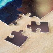 ブルーバラ残留レインドロップフラワー抽象芸術 ジグソーパズル (側面)