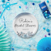 ブルーバラ水彩フローラブライダルブランチシャワー ペーパープレート (パーティー)