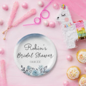 ブルーバラ水彩フローラブライダルブランチシャワー ペーパープレート (パーティー)